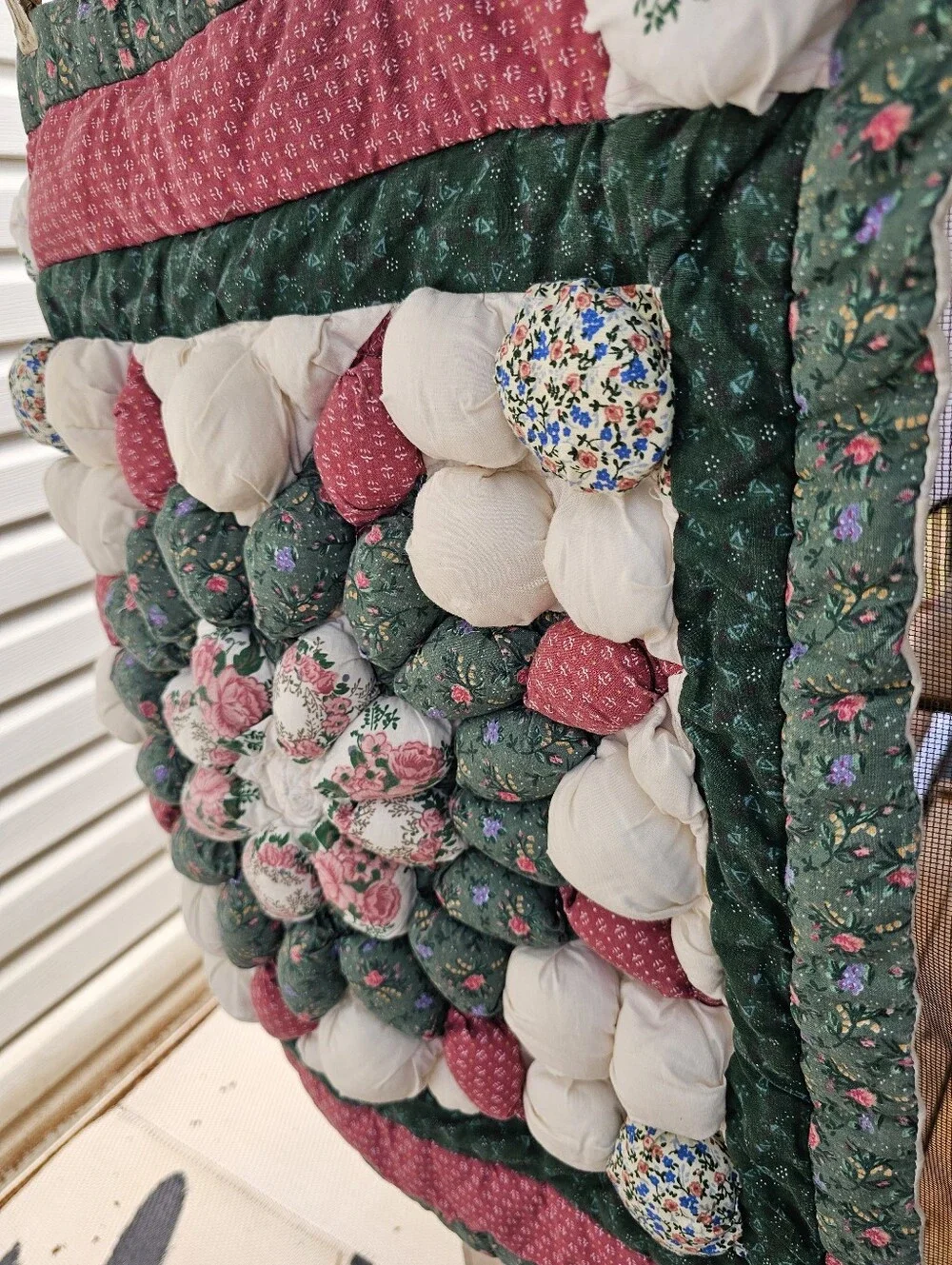 Puff Quilt Sham Nostalgia Home Fashions Bed Pillow Case Vintage Biscuit Flower